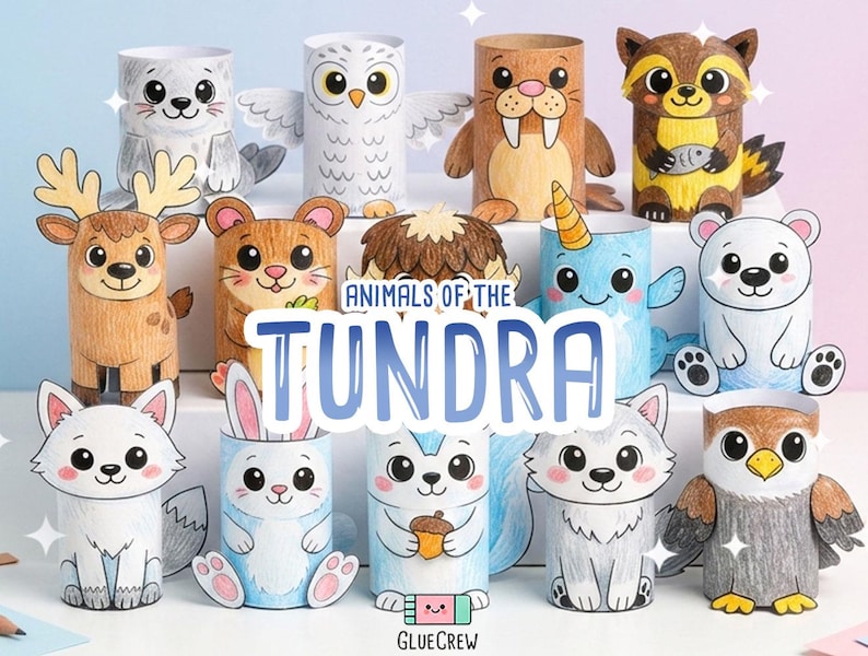 TUNDRA Animals 3D Paper Craft Activity Pack - 14 Printable 3D DIY Craft for Kids | Thematic Habitat Activity School, Home or for Classrooms image 1