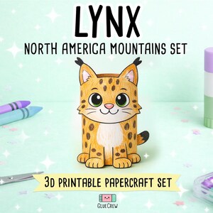 Animals of the Mountains Printable Paper Craft Bundle - North America Wildlife Set for Kids - DIY Educational Art Activity imagen 15