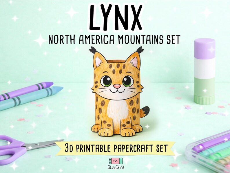 Animals of the Mountains Printable Paper Craft Bundle - North America Wildlife Set for Kids - DIY Educational Art Activity imagen 15