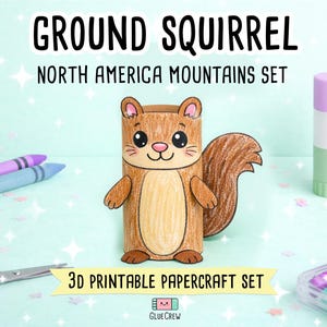 Ground Squirrel 3D Printable Paper Craft | DIY Paper Craft for Classroom | Mountain Animals | Teacher School Homeschool Habitat Unit Bild 1