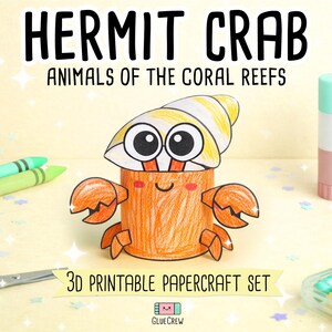 hermit crab animals of the coral reef paper craft for kids