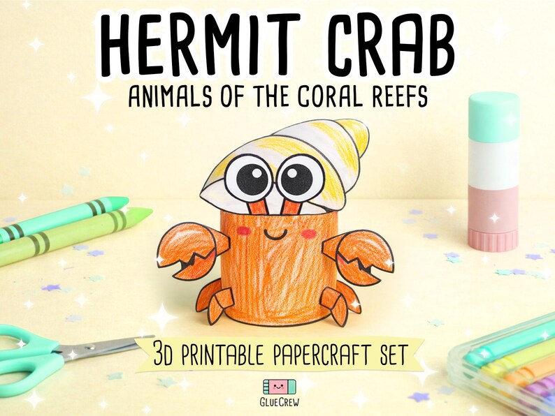 hermit crab animals of the coral reef paper craft for kids