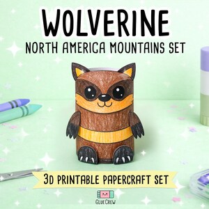 Animals of the Mountains Printable Paper Craft Bundle - North America Wildlife Set for Kids - DIY Educational Art Activity imagen 20