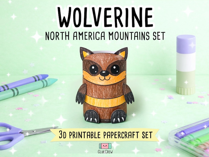Animals of the Mountains Printable Paper Craft Bundle - North America Wildlife Set for Kids - DIY Educational Art Activity imagen 20
