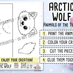 Arctic Wolf 3D Paper Craft | Printable Animal Craft for Kids | Arctic Tundra Habitat | Teacher Classroom Homeschool Resource | DIY Craft imagen 2