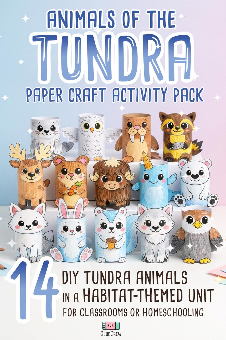 TUNDRA Animals 3D Paper Craft Activity Pack - 14 Printable 3D DIY Craft for Kids | Thematic Habitat Activity School, Home or for Classrooms image 20