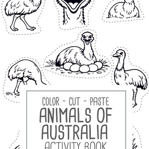 Australia Animals Activity Book | Kids Coloring, Cut & Paste (PDF Printable) image 19