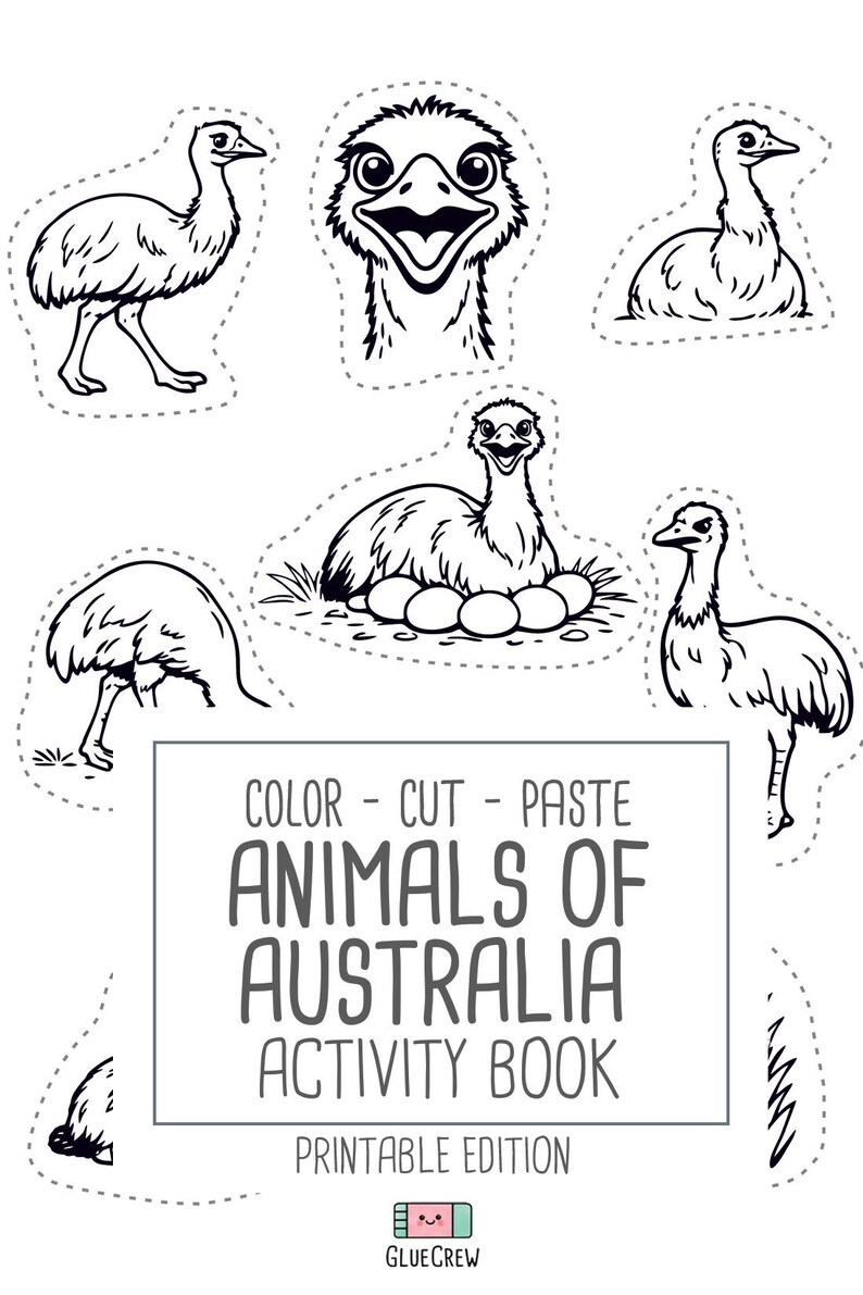 Australia Animals Activity Book | Kids Coloring, Cut & Paste (PDF Printable) image 19