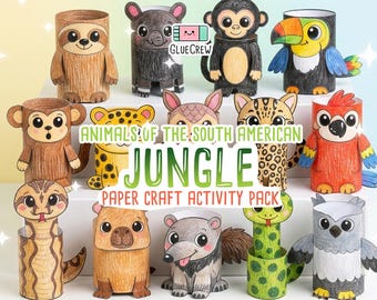 Jungle Animals 3D Paper Craft Activity Pack | 14 DIY South American Animal Crafts for Kids | Science Thematic Unit and Habitat Activity