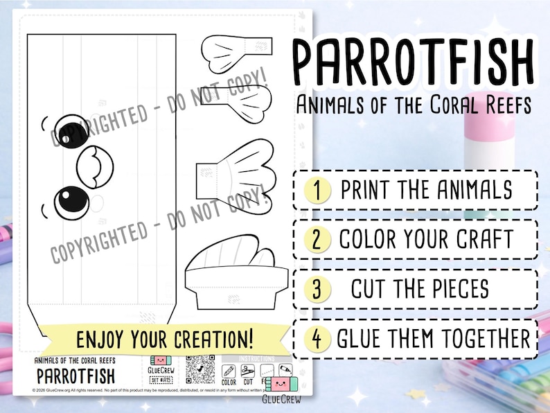 parrot fish  paper craft marine animal