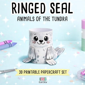 Ringed Seal 3D Paper Craft | Printable Animal Craft for Kids | Arctic Animals | Preschool Fine Motor Habitat Project | Science Project image 1