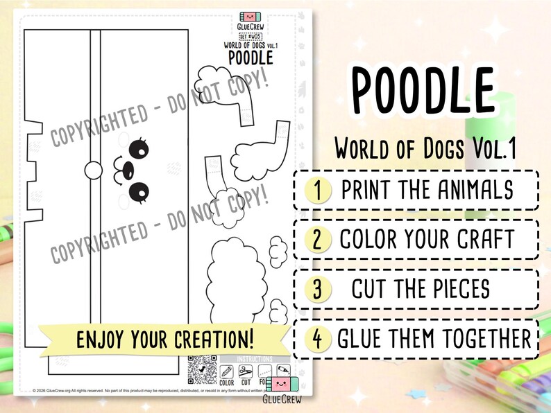 POODLE Paper Craft | 3D DIY Dog Craft Kit for Kids | Fun Puppy Activity for Preschool, Home Schooling & School Teaching image 2