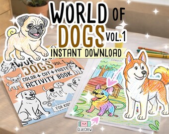 Dogs Activity Book for Kids - Vol.1 (Color Cut Paste) Preschool Printable & Busy Book for School Class and Home Schooling (Instant Download)