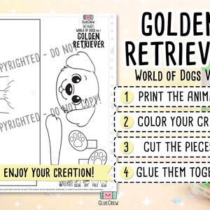Golden Retriever 3D Paper Craft | DIY Dog Craft for Kids | Science Thematic Unit & Classroom Habitat Activity immagine 2