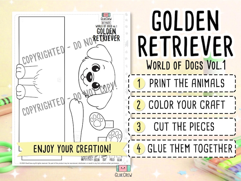 Golden Retriever 3D Paper Craft | DIY Dog Craft for Kids | Science Thematic Unit & Classroom Habitat Activity immagine 2