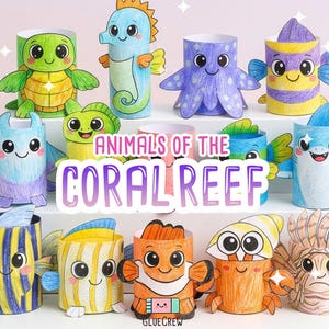animals of the coral reef paper craft for kids