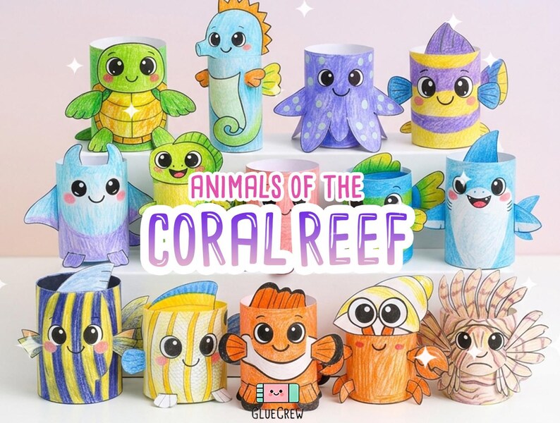 animals of the coral reef paper craft for kids