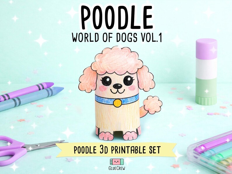 POODLE Paper Craft | 3D DIY Dog Craft Kit for Kids | Fun Puppy Activity for Preschool, Home Schooling & School Teaching image 1