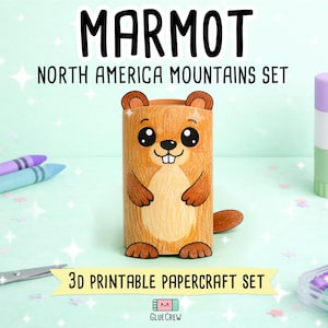 Animals of the Mountains Printable Paper Craft Bundle - North America Wildlife Set for Kids - DIY Educational Art Activity imagen 16