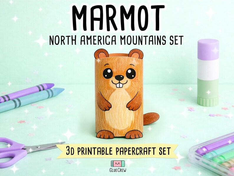 Animals of the Mountains Printable Paper Craft Bundle - North America Wildlife Set for Kids - DIY Educational Art Activity imagen 16