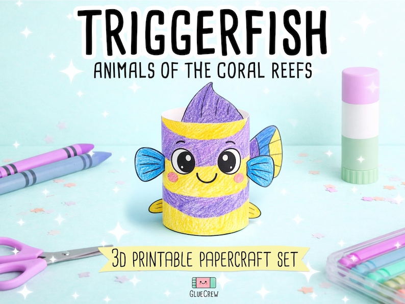 triggerfish marine animal papercraft