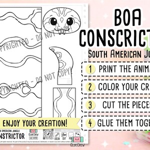 Boa Constrictor DIY Printable Paper Craft | 3D Printable DIY Craft for Kids | Amazon Jungle Habitat | Classroom Homeschool | Science Project image 2