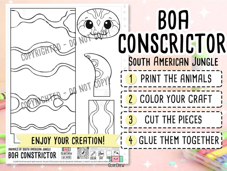 Boa Constrictor DIY Printable Paper Craft | 3D Printable DIY Craft for Kids | Amazon Jungle Habitat | Classroom Homeschool | Science Project image 2