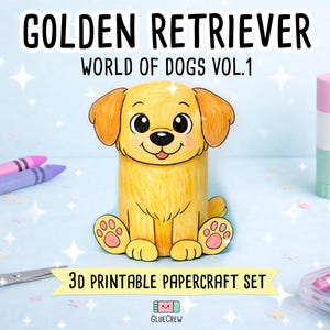 Golden Retriever 3D Paper Craft | DIY Dog Craft for Kids | Science Thematic Unit & Classroom Habitat Activity immagine 1