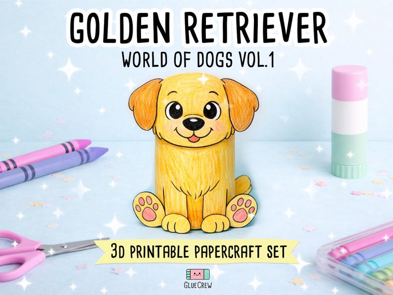 Golden Retriever 3D Paper Craft | DIY Dog Craft for Kids | Science Thematic Unit & Classroom Habitat Activity immagine 1
