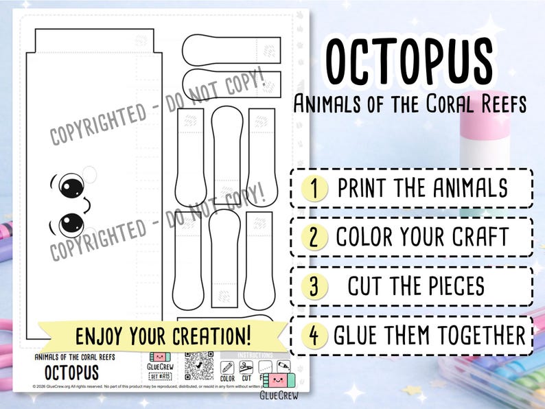 octopus  paper craft marine animal