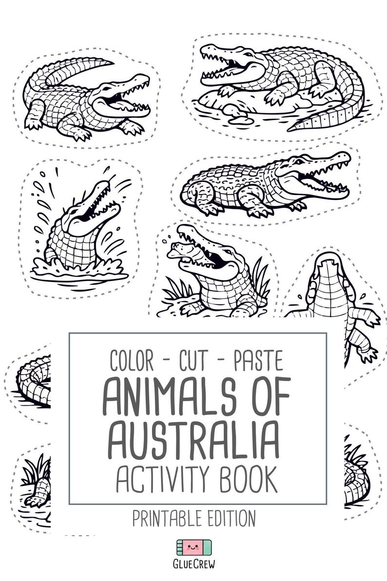 Australia Animals Activity Book | Kids Coloring, Cut & Paste (PDF Printable) image 11