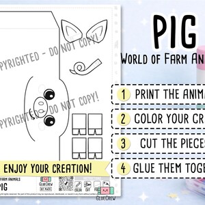 Pig Printable Craft for Kids | DIY Paper Craft for Classroom | Barnyard Habitat | Preschool Fine Motor Habitat Project | Teacher Resource immagine 2