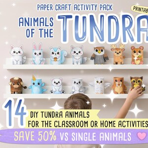 TUNDRA Animals 3D Paper Craft Activity Pack - 14 Printable 3D DIY Craft for Kids | Thematic Habitat Activity School, Home or for Classrooms image 2
