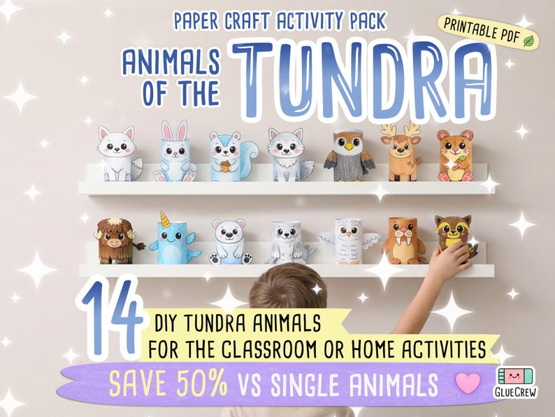 TUNDRA Animals 3D Paper Craft Activity Pack - 14 Printable 3D DIY Craft for Kids | Thematic Habitat Activity School, Home or for Classrooms image 2