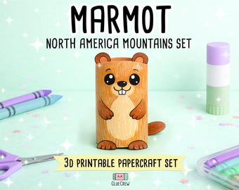 Marmot Printable Paper Craft | 3D Printable DIY Craft for Kids | Mountain Habitat | Teacher School Homeschool Habitat Unit | Habitat Diorama