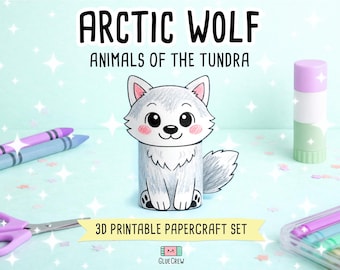 Arctic Wolf 3D Paper Craft | Printable Animal Craft for Kids | Arctic Tundra Habitat | Teacher Classroom Homeschool Resource | DIY Craft