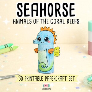 seahorse animals of the coral reef paper craft for kids