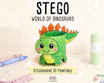 Kit de bricolage en papier 3D de stégosaure, bricolage de dinosaure parfait pour les projets scolaires et l'enseignement à domicile