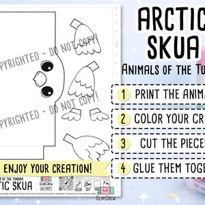 Arctic Skua DIY Printable Paper Craft | 3D Printable DIY Craft for Kids | Arctic Wildlife | Teacher School Homeschool Habitat Unit image 2