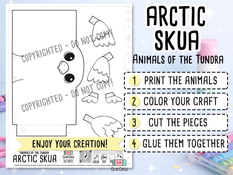 Arctic Skua DIY Printable Paper Craft | 3D Printable DIY Craft for Kids | Arctic Wildlife | Teacher School Homeschool Habitat Unit image 2