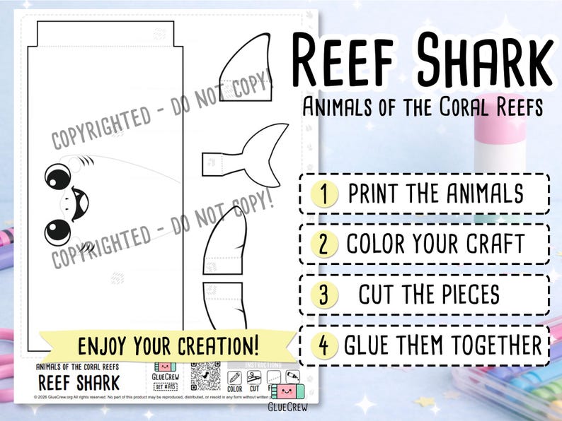 reef shark  paper craft marine animal