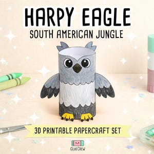 Harpy Eagle Printable Craft for Kids | DIY Paper Craft for Classroom | Jungle Habitat | Classroom Homeschool Fine Motor Activity | DIY Craft image 1