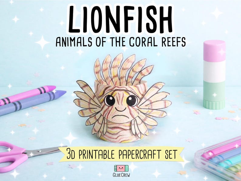 lionfish animals of the coral reef paper craft for kids