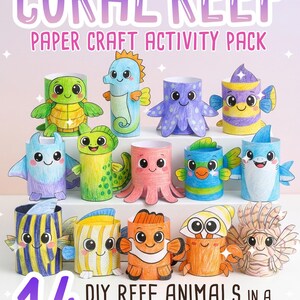 sea animals ocean fish papercraft bundle