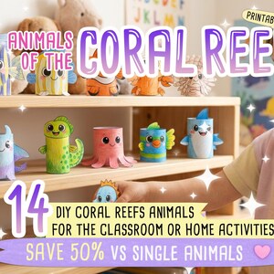 animals of the coral reef paper craft for kids