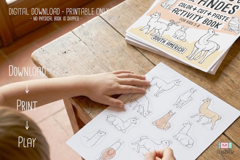 Animals of the Andes, educational activity and coloring pages, andes animals, homeschool resources and cut and paste, Printable (PDF) Bild 5
