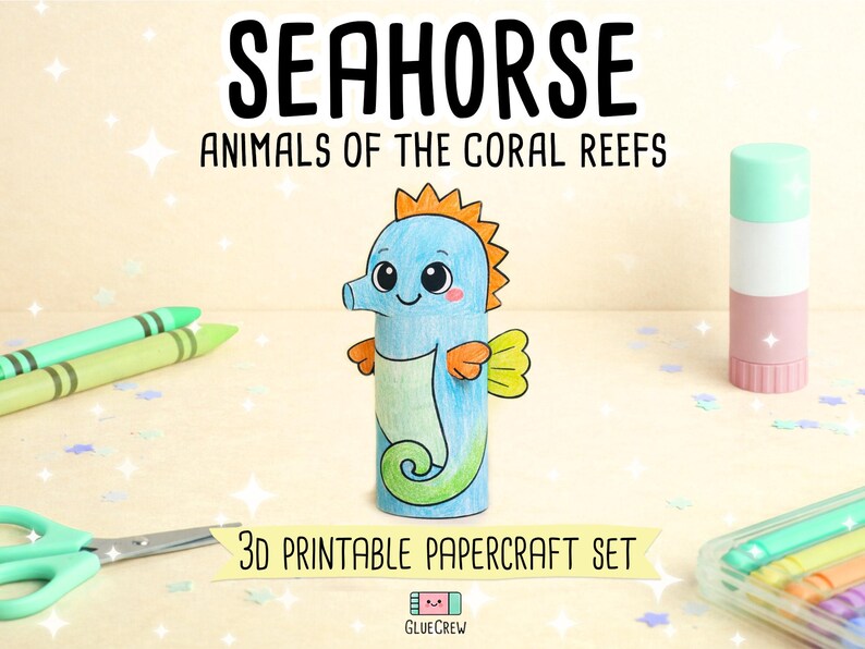 seahorse marine animal sea papercraft