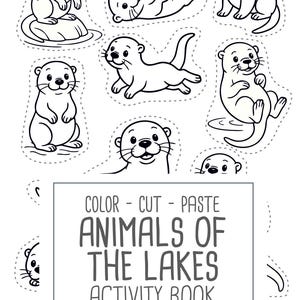 Animals of Lakes, preschool busy book and cut and paste, freshwater animals, toddler worksheets and coloring printables, Printable PDF image 14