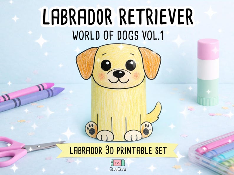 LABRADOR Retriever 3D Paper Craft | DIY Dog Craft Kit for Kids | Fun Puppy Activity for Preschool, Home Schooling & School Teaching image 1