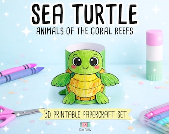 Sea Turtle Paper Craft Activity with DIY  Marine Animal and Coral Reef Craft Perfect for Classroom Projects and Home School
